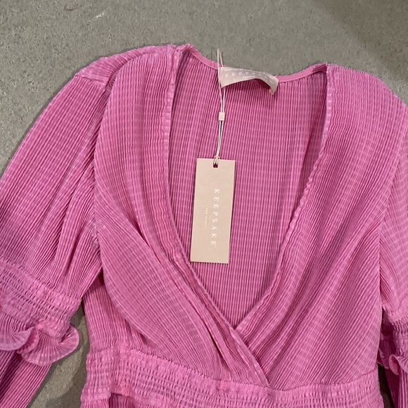 NWT KEEPSAKE THE LABEL PINK RUFFLE CROP FAUX WRAP TOP SIZE L - Picture 13 of 16